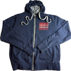 Festival Coachella zippered hoodie kangaroo pockets thumb holes Ferris wheel